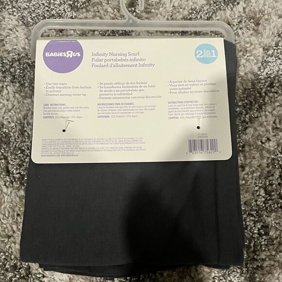 NWT Babies R Us Charcoal Grey Infinity Nursing Scarf - Picture 2 of 6